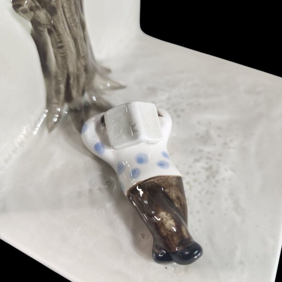 Fitz & Floyd Boy & Girl Reading Book Under Tree Bookends Japan Vintage 1976 - Picture 3 of 15